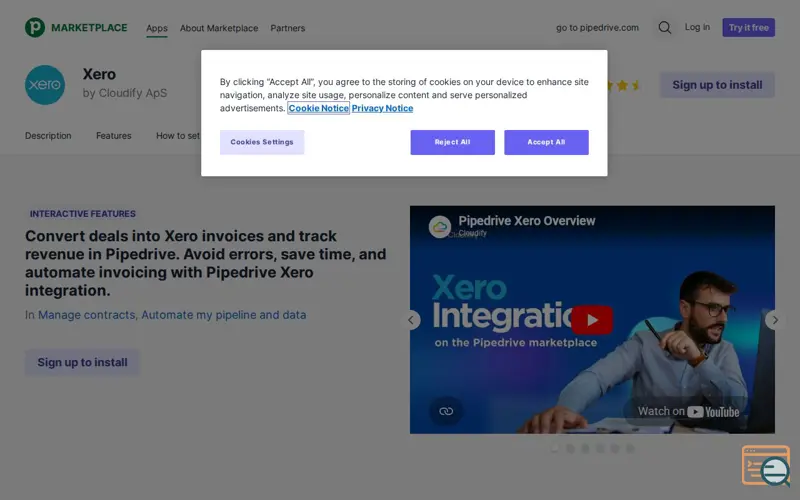 Screenshot of Pipedrive Xero Integration by Cloudify , a launch using OnDMARC