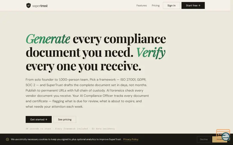 Screenshot of SuperTrust