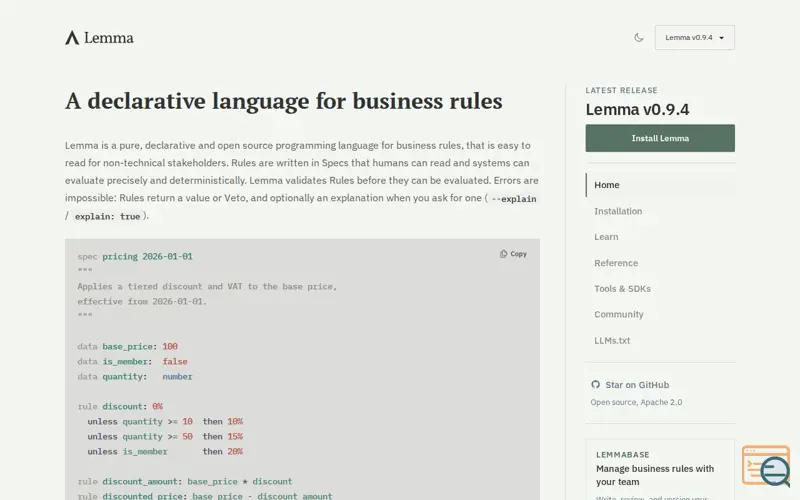 Screenshot of Lemma