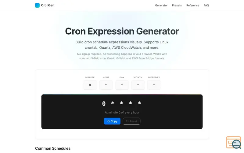 Screenshot of Cron Expression Generator