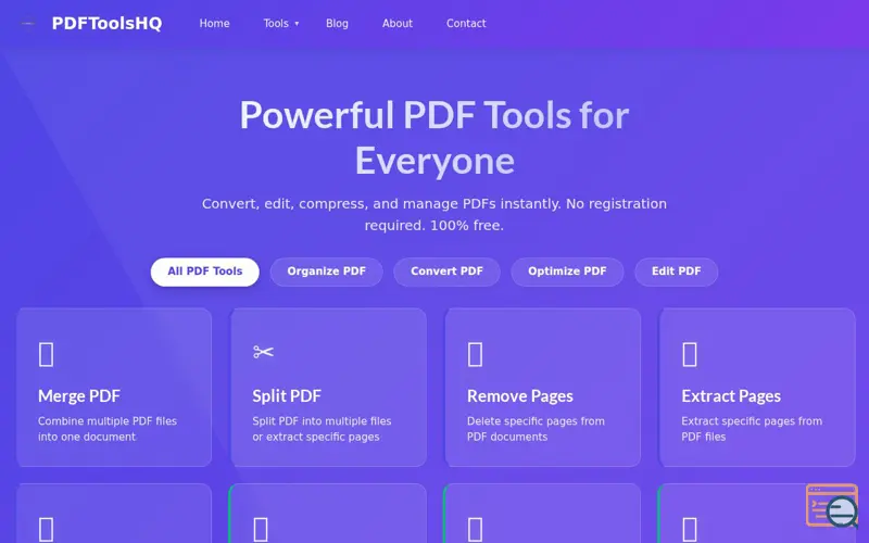 Screenshot of PDFtoolsHQ