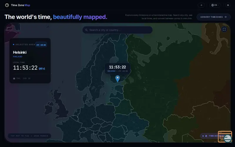 Screenshot of AccurateTimezone.com
