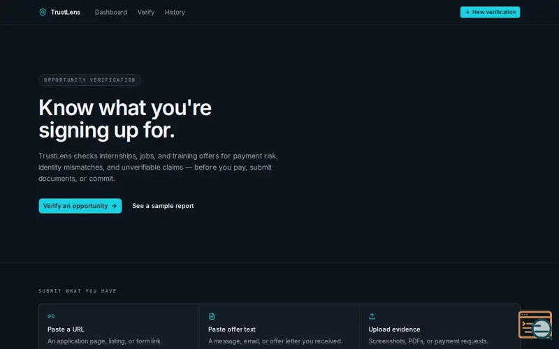 Screenshot of TrustLens