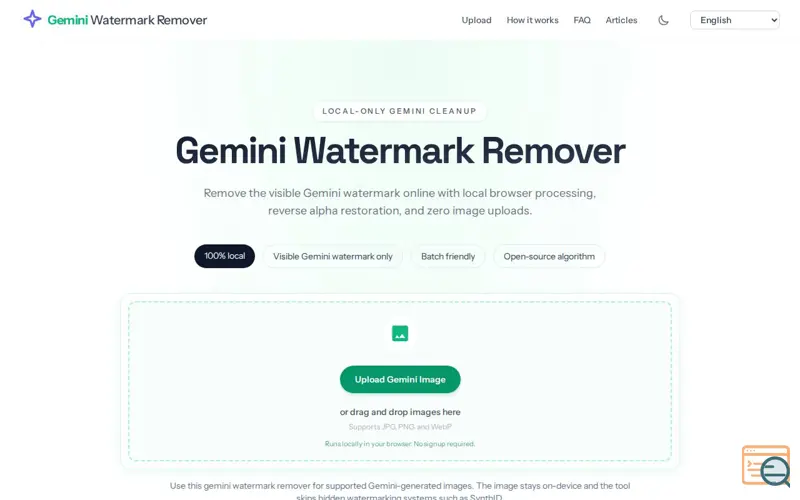 Screenshot of Gemini Watermark Remover Online