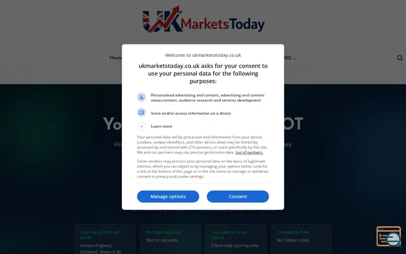 Screenshot of UK Markets Today - Markets Today, a launch using Subscribe with Google
