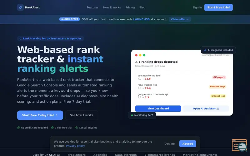 Screenshot of RankAlert