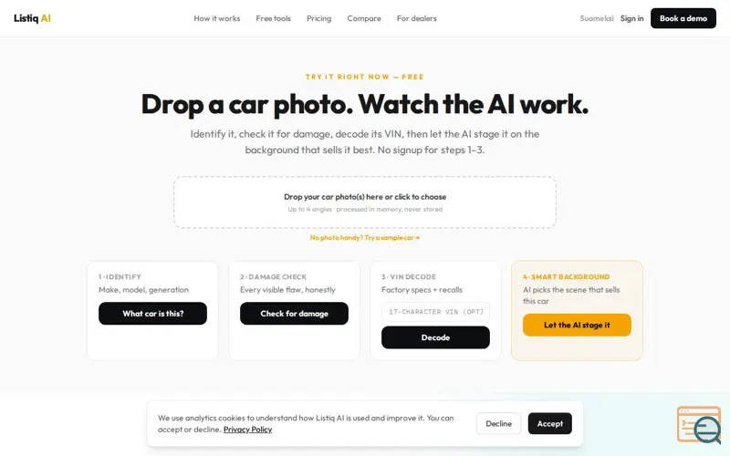 Screenshot of Listiq AI, a launch using Stimulus