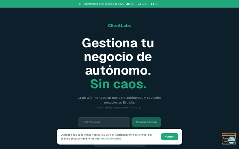 Screenshot of ClientLabs, a launch using Neon