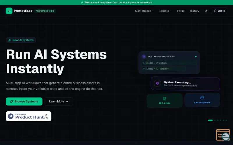 Screenshot of PromptEase