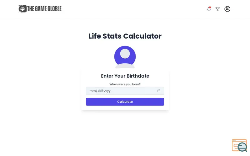 Screenshot of TheGameGloble - Life Stats Calculator