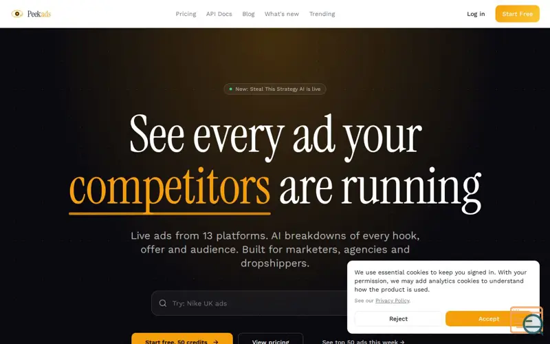 Screenshot of Peekads