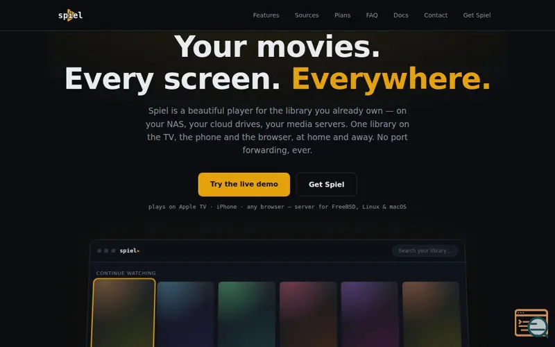 Screenshot of Spiel — your movies, everywhere | self-hosted media player