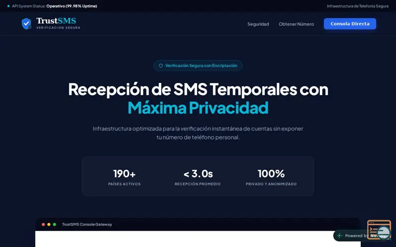 Screenshot of TrustSMS