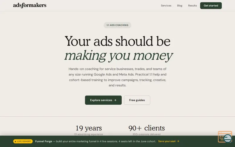 Screenshot of AdsForMakers