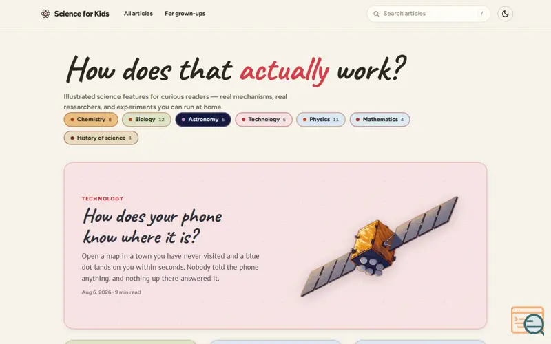 Screenshot of Science for Kids