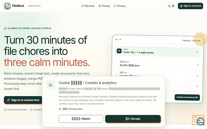 Screenshot of FileNest Worktools