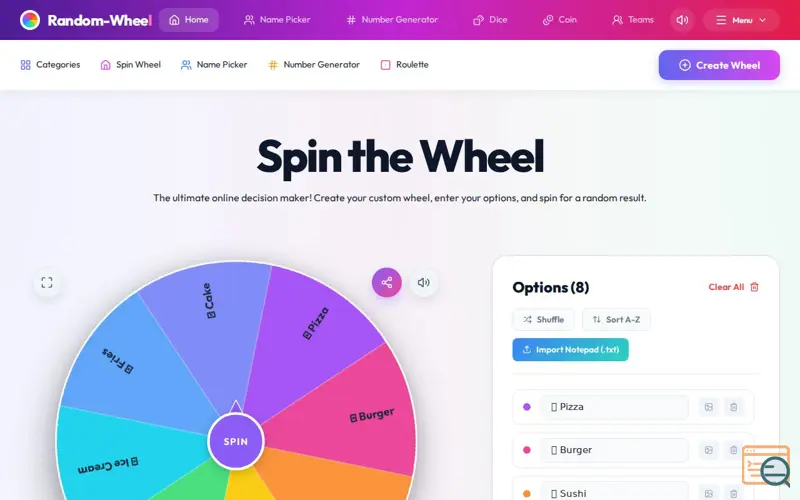 Screenshot of Random Wheel