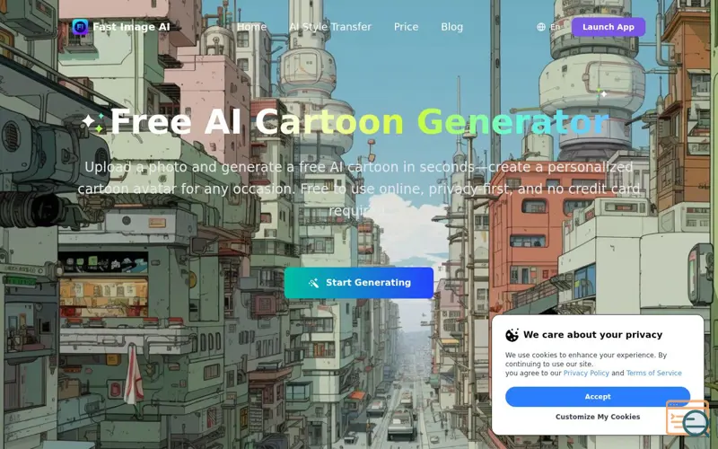 Screenshot of Fast Image AI Cartoon Generator