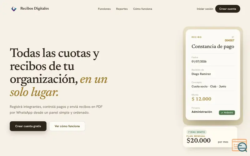 Screenshot of Recibos Digitales