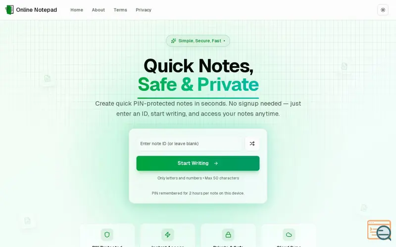 Screenshot of Online Notepad