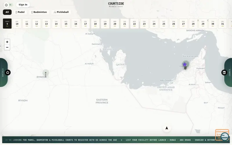 Screenshot of Courtside Middle East