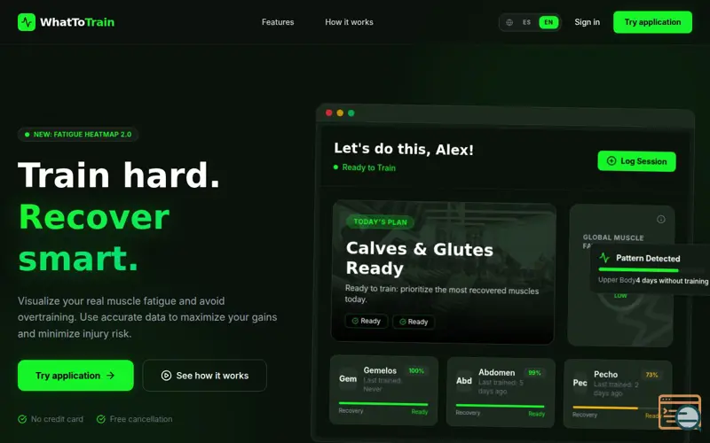 Screenshot of WhatToTrain