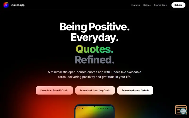 Screenshot of Quotes app