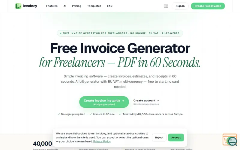 Screenshot of Invoicey