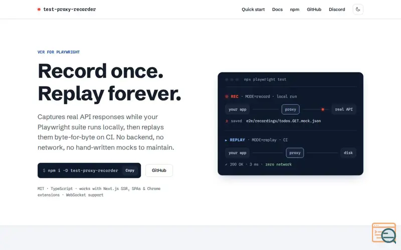 Screenshot of test-proxy-recorder