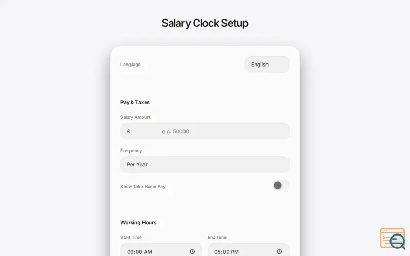 Screenshot of Salary Clock