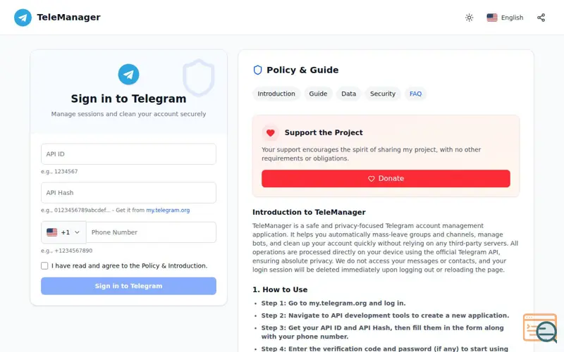 Screenshot of Bulk Manage Telegram Groups, Channels