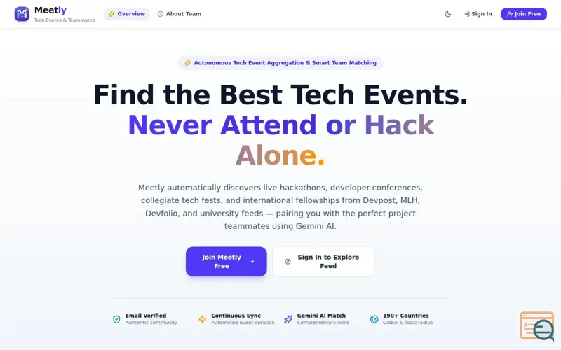 Screenshot of Meetly