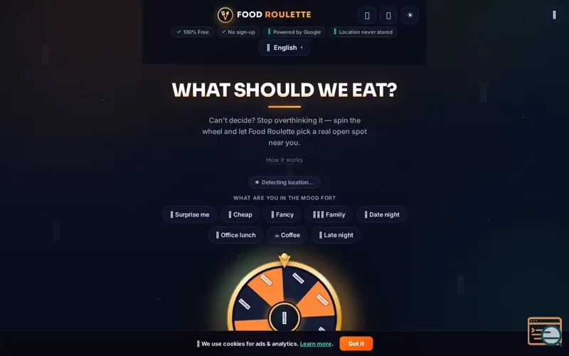 Screenshot of Food Roulette