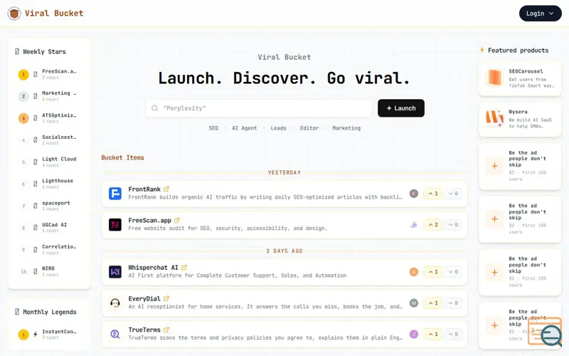 Screenshot of Viral Bucket
