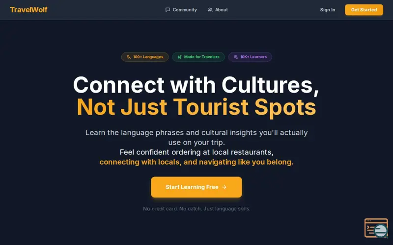 Screenshot of TravelWolf