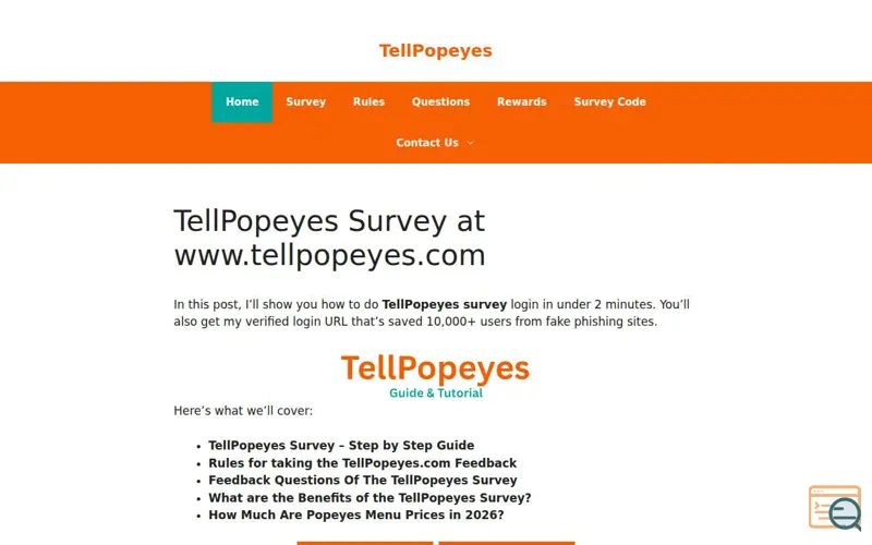 Screenshot of TellPopeyes