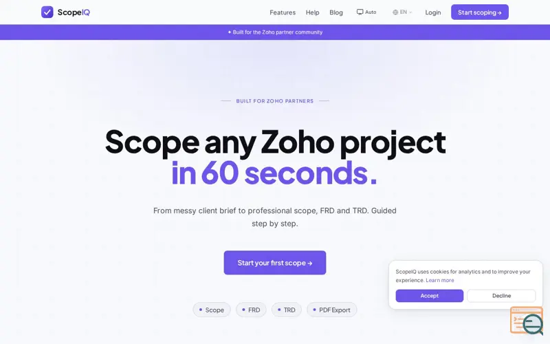 Screenshot of ScopeIQ