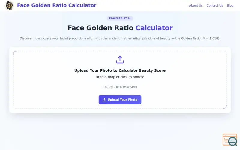 Screenshot of Face Golden Ratio Calculator