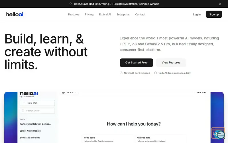 Screenshot of HelloAI, a launch using Better Stack