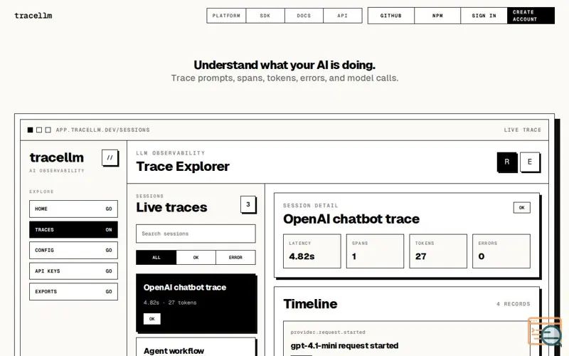 Screenshot of TraceLLM