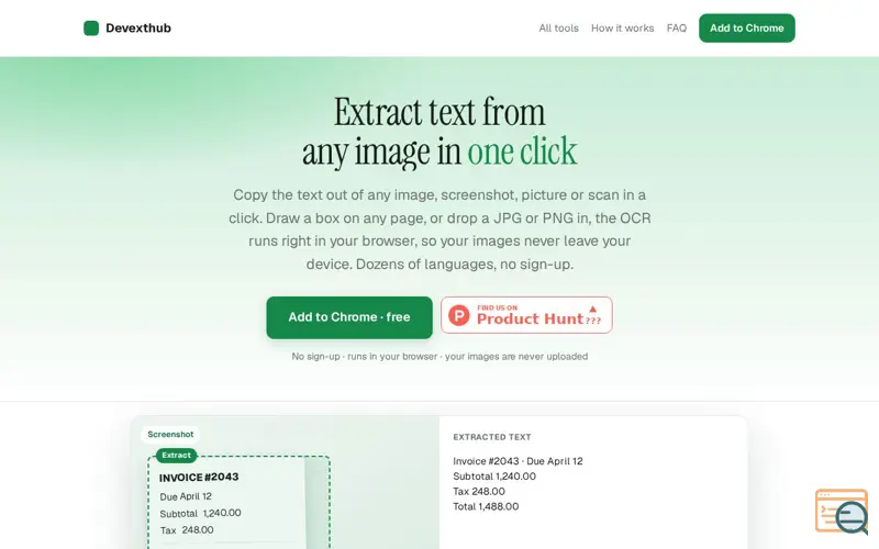 Screenshot of Extract Text from Image