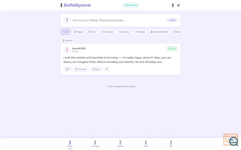 Screenshot of SafeSpace 🛡️