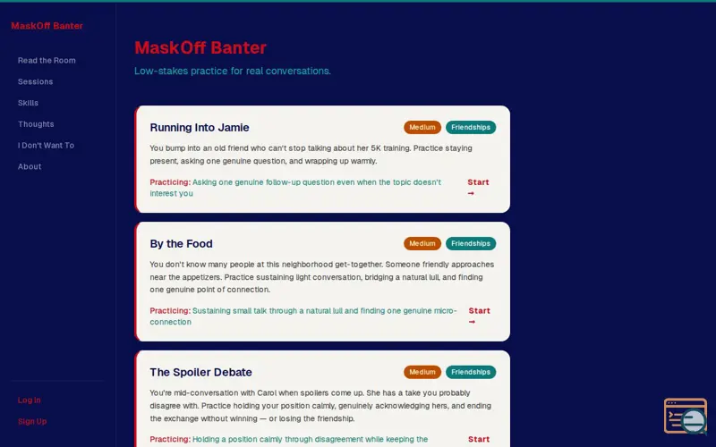 Screenshot of MaskOff Banter