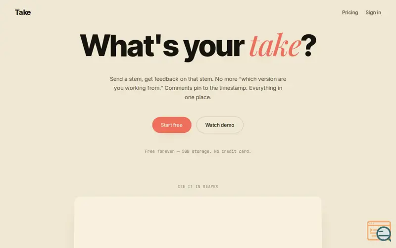 Screenshot of Take