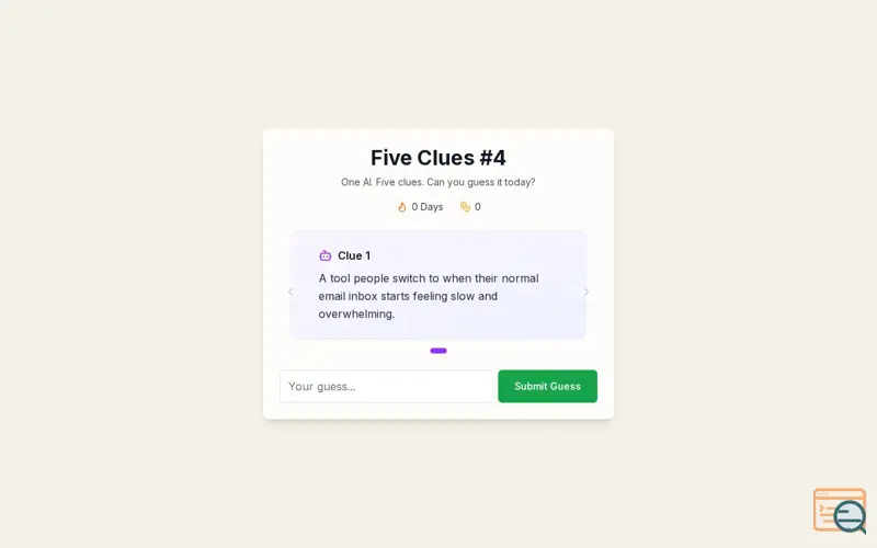 Screenshot of Five Clues