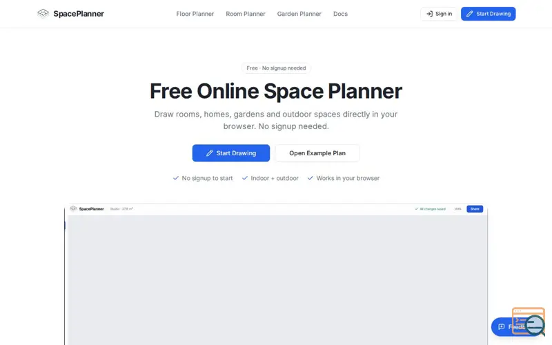 Screenshot of Free Online Space Planner | Draw Floor Plans, Rooms, Homes & Gardens