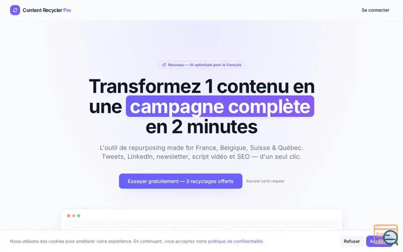 Screenshot of Content Recycler Pro