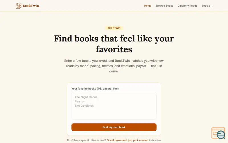 Screenshot of BookTwin