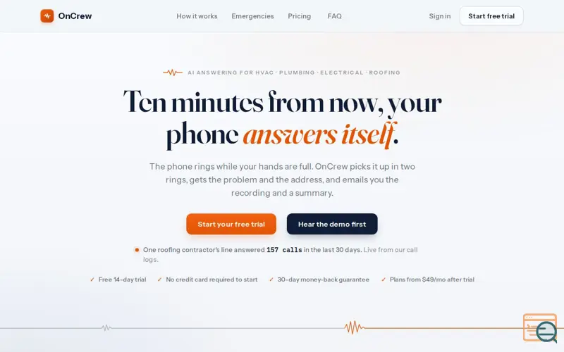 Screenshot of OnCrew