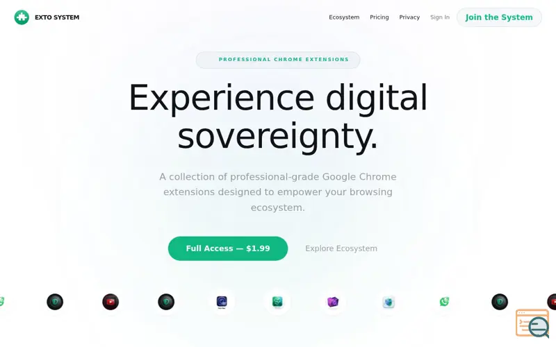Screenshot of Exto Ecosystem
